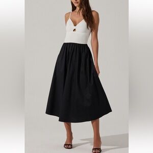 ASTR The Label Contrast Black & White Midi Dress